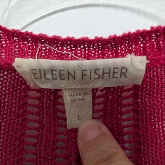 Eileen Fisher 100% Linen Cardigan Womens Size Large Pink Draped Open Front - Picture 6 of 12